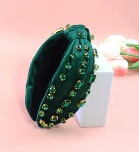 Emerald Green Velvet Jeweled Headband