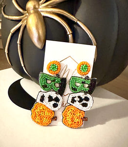 Boo Beaded Halloween Earrings