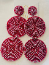 Maroon Beaded Earrings