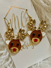 Enamel Rudolph Reindeer Christmas Earrings