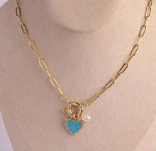 Heart Pearl Chunky Charm Chain Necklace