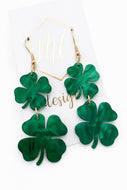 Double 4 leaf clover dangle earrings