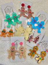 Acrylic Gingerbread Man Christmas Earrings