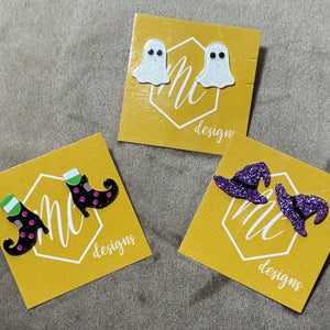 Halloween Studs -Boo, Witch Hat, Skull