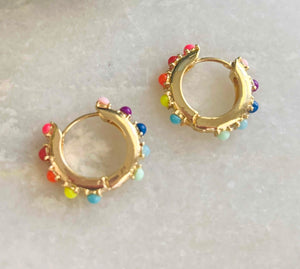Colorful Beaded Huggie Earrings