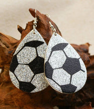 Glitter Teardrop Leather Sports Earrings