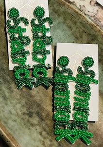 Beaded St Patty Day Earrings