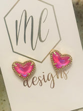 Heart Studs 3-D Jeweled