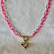 Double Enamel Chain Heart Necklaces