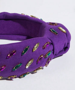 Mardi Gras Jeweled Sequin and Leather Headbands