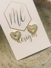 Heart Studs 3-D Jeweled