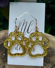 Acrylic Glitter Paw Print Earrings