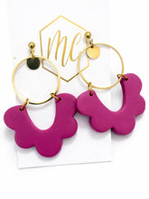 Scalloped clay dangle earrings