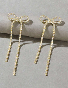 Elegant Rhinestone Bow Earrings