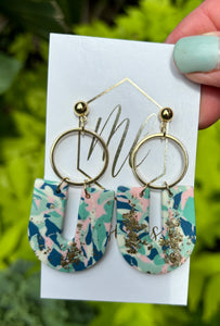 Marble Aqua Clay Earrings