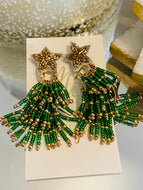 Christmas Seed Bead Tree Earrings