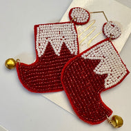 Beaded Christmas Stocking Earrings