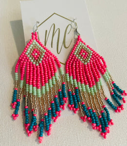 Diamond Fringe Beaded Earrings