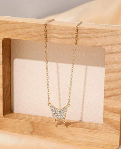 Small Rhinestone Butterfly Necklaces