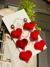 Triple Heart Felt Earrings