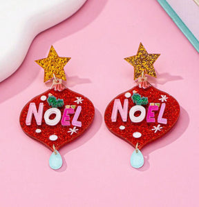 Ornament Christmas Glitter Earrings