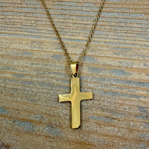 Gold Block Cross Necklace