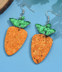 Glitter Carrot Easter Earrings