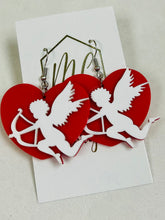 Acrylic Red Heart Cupid Arrow Earrings