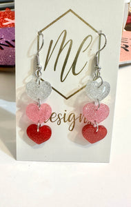 New Acrylic Heart Valentine Ascending Earrings