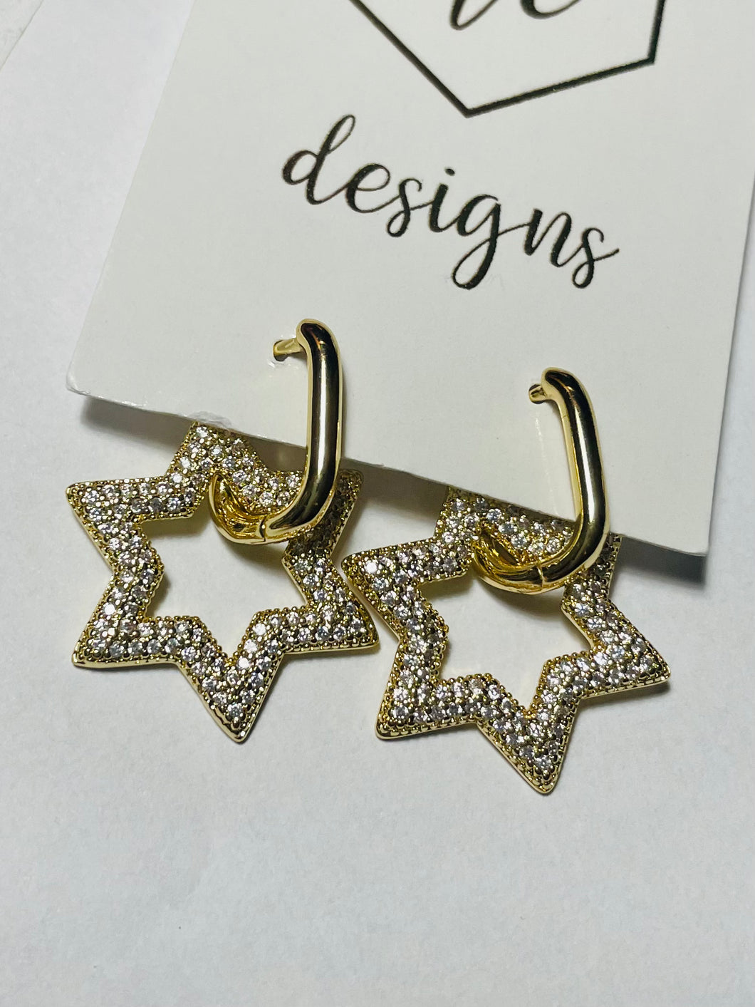 Rhinestone Star Drip Hoops