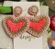 Beaded Heart Earrings Valentine's Day