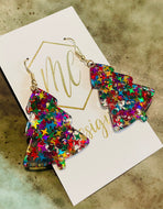Colorful Glitter Christmas Trees