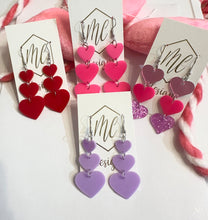 New Acrylic Heart Valentine Ascending Earrings