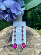 Hot Pink Jewel Drop Earrings