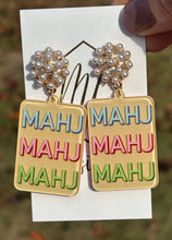 Mahjong Tile Earrings with Pearl Post