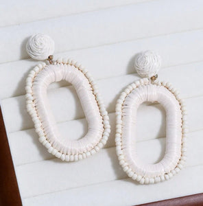 Oval Rattan Raffia Beach Ready Earrings