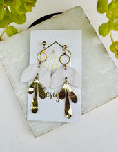 White and Gold Flaked Clay Earrings