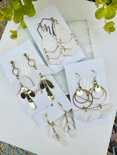 White and Gold Flaked Clay Earrings