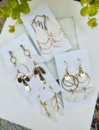 White and Gold Flaked Clay Earrings