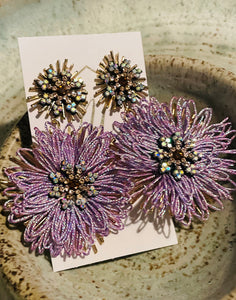 Double Rhinestone Flower Earrings