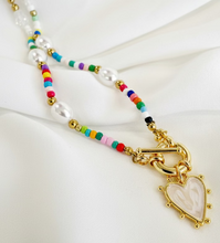 Heart Pearl Chunky Charm Chain Necklace