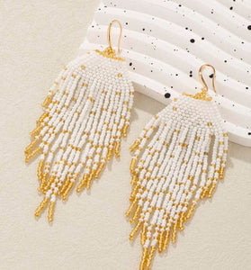 Beaded Boho Fringe Loom Earrings