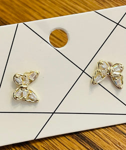 Tiny Rhinestone Butterfly Studs