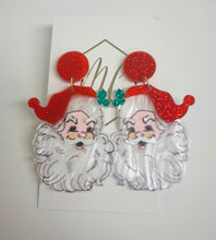 Glitter Acrylic Santa Clause Christmas Earrings