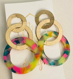 Triple Circle Acrylic Earrings