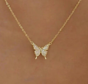 Small Rhinestone Butterfly Necklaces