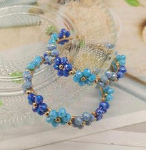 Flower Beaded Hoop Earrings