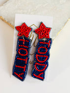 Blue and Red Hotty Toddy Beaded Earrings
