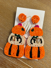 Fall Pumpkin Beaded Earrings Halloween