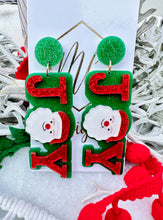 Fun Glitter JOY Santa Christmas Acrylic Earrings